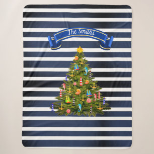 Cobertor Sherpa Árvore de Natal Náutica Personalizada