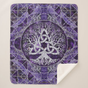 Cobertor Sherpa Árvore de vida com ametista e prata de Triquetra