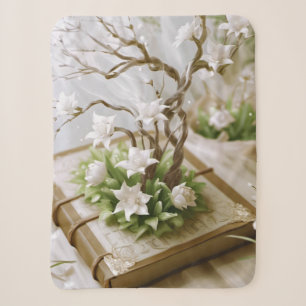 Cobertor Sherpa Árvore florescente crescendo a partir de um livro