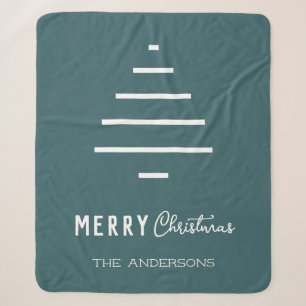 Cobertor Sherpa Árvore verde de palheiro de Natal minimalista mode