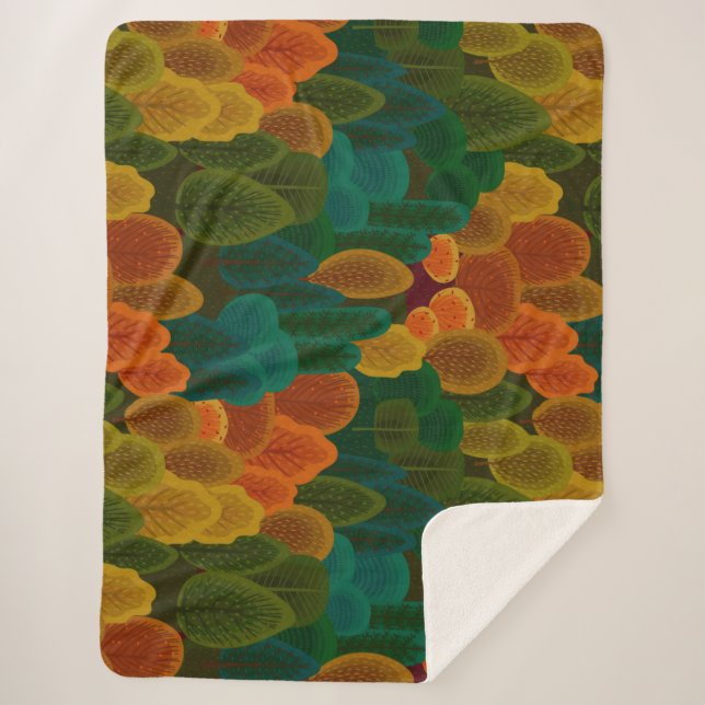 Cobertor Sherpa Árvores de Queda Coloridas Modernas (Frente)