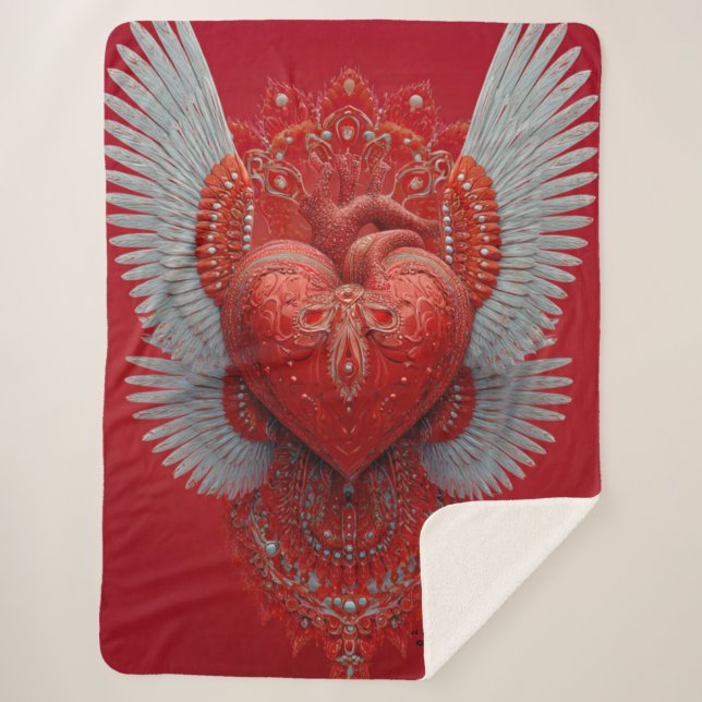 Cobertor Sherpa "Asas do Amor de São Valentim" (Frente)