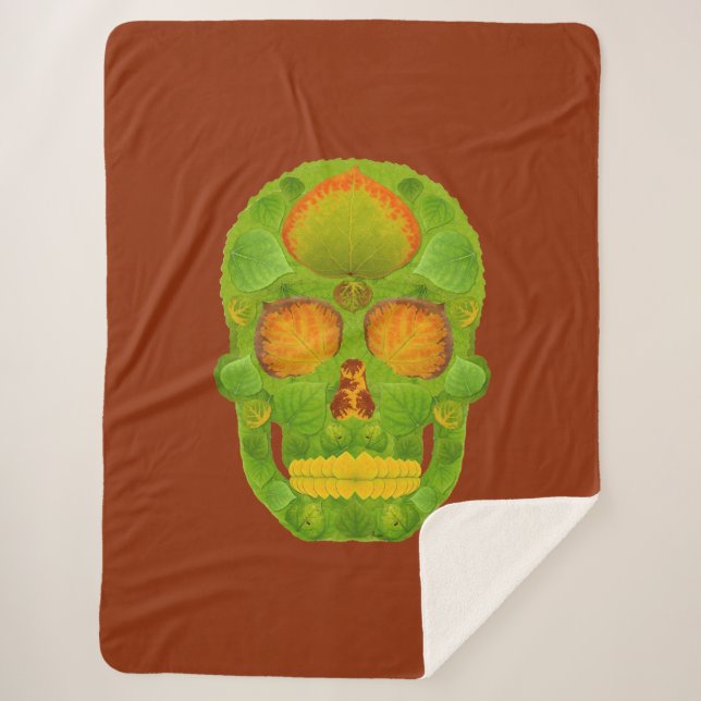 Cobertor Sherpa Aspen Folha Skull 10 (Frente)