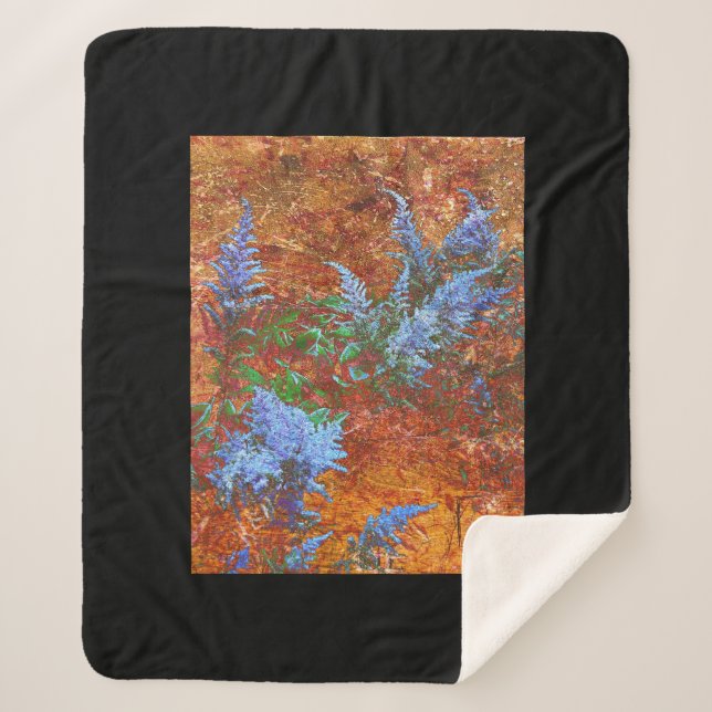 Cobertor Sherpa Astilbe Dusty Blue no Conselho (Frente)