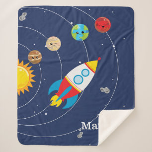 Cobertor Sherpa Astronauta do espaço de Rocketship dos planetas d
