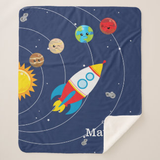 Cobertor Sherpa Astronauta do espaço de Rocketship dos planetas do