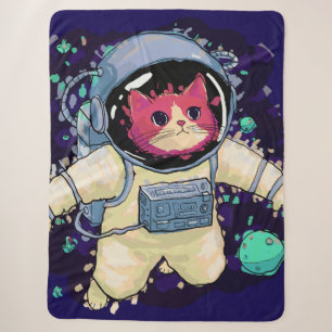 Cobertor Sherpa Astronauta Gato Colorido