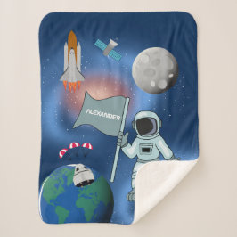 Cobertor Sherpa Astronauta no Espaço Galáxia Nome Personalizado