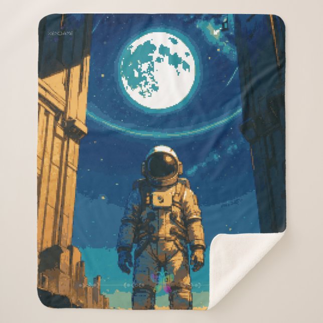 Cobertor Sherpa Astronauta Sob o Portão Celestial Premium (Frente)
