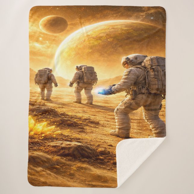 Cobertor Sherpa Astronautas exploram planeta amarelo (Frente)
