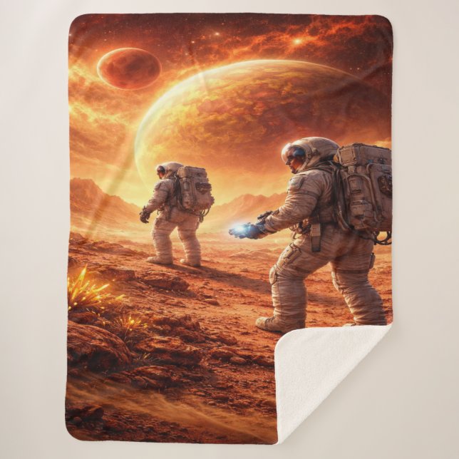 Cobertor Sherpa Astronautas Exploram Planeta Laranja (Frente)