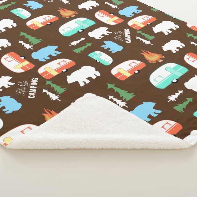 Cobertor Sherpa Ataque Retro Camper Bear Fleece Sherpa - Brown (3/4)