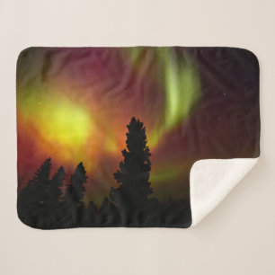 Cobertor Sherpa Aurora Boreal e Árvores