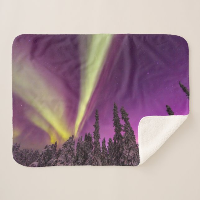 Cobertor Sherpa Aurora Borealis Norte Luzes Fairbanks Alasca (Frente (Horizontal))