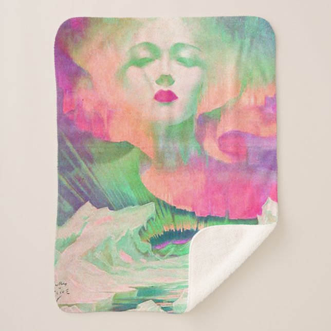 Cobertor Sherpa Aurora de Clive Henry cor-de-rosa (Frente)