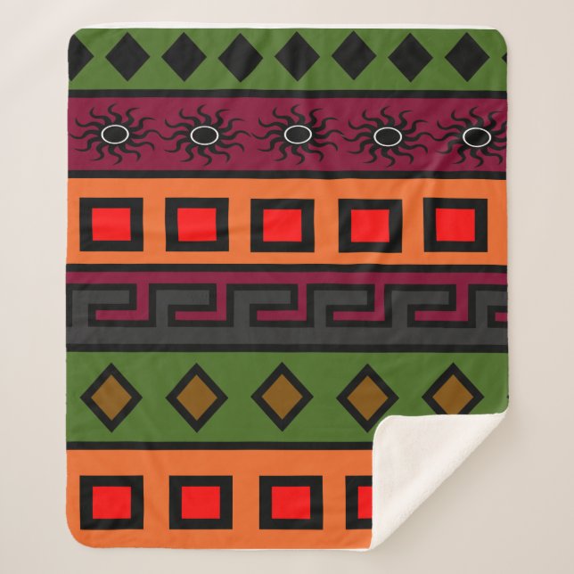 Cobertor Sherpa autêntico ornamentado africano (Frente)