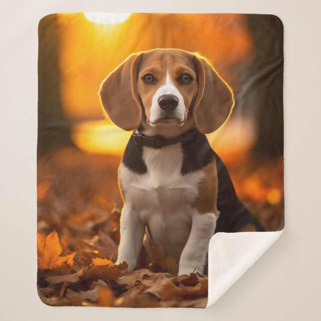 Cobertor Sherpa Autumn Beagle Pup (Frente)