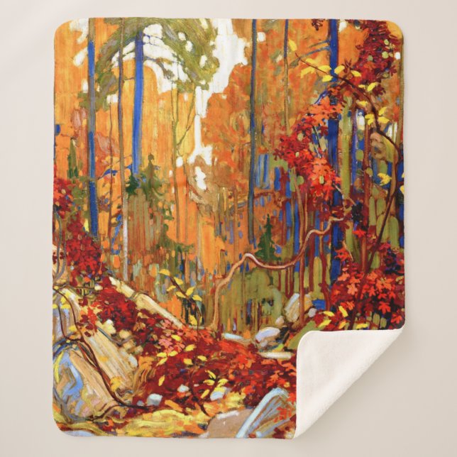 Cobertor Sherpa Autumn Garland, famosa pintura, (Frente)