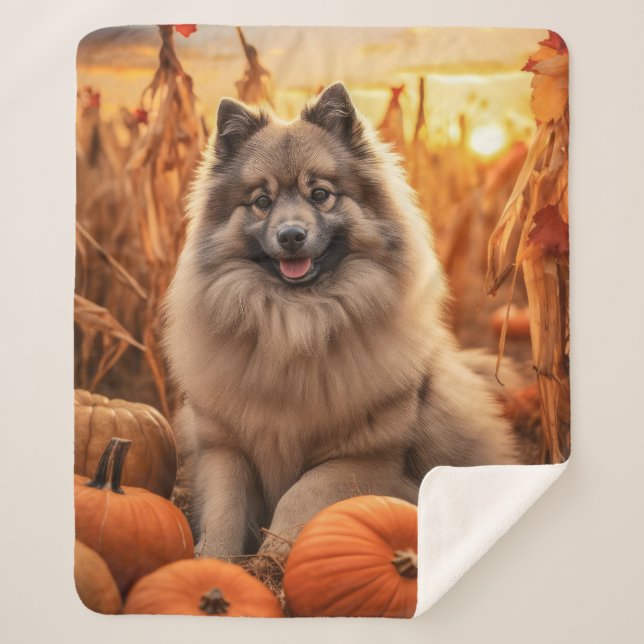 Cobertor Sherpa Autumn Keeshond (Frente)