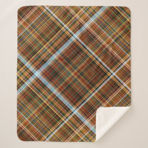 Cobertor Sherpa Autumn Sycamore Brown, Verde e Xadrez Azul