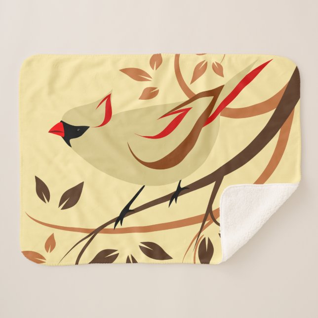 Cobertor Sherpa Aves Cardinais nortes (Frente (Horizontal))