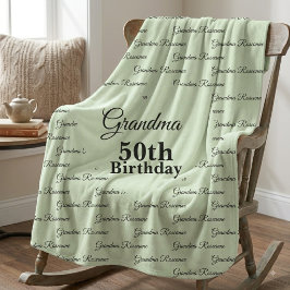 Cobertor Sherpa Avó Personalizada 50º aniversário nome personaliza