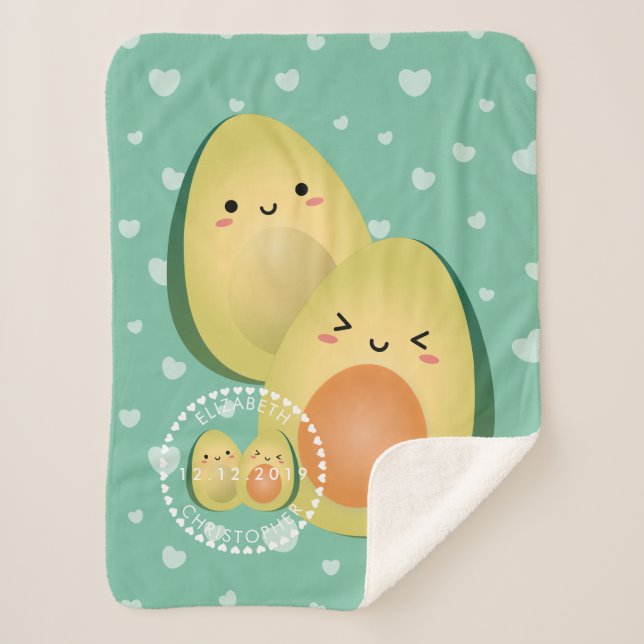 Cobertor Sherpa Avocados no Amor Vamos Engraçado Vocuddle (Frente)