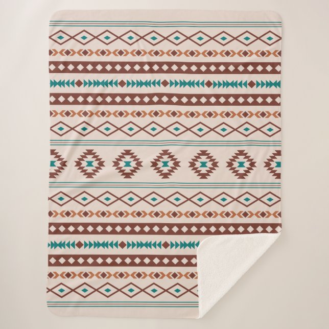 Cobertor Sherpa Aztec Rusts Creme Misturado de Motifs Padrão (Frente)