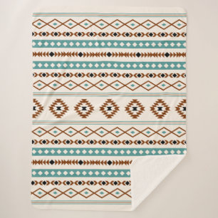 Cobertor Sherpa Aztec Teal Terracotta Black Cream Padrão Misto