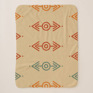 Cobertor Sherpa Aztec Tribal Azul Geométrico E Southwester Laranja