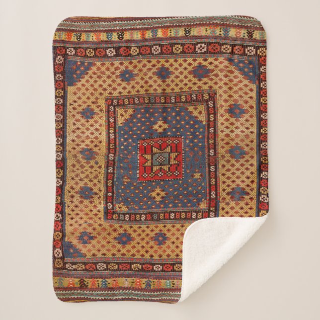 Cobertor Sherpa Azul-Amarelo-Curdo-Escuro-Seguro-escuro  (Frente)