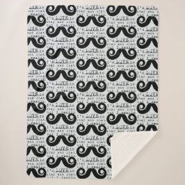 Cobertor Sherpa Azul Cinza Preto Divertido Humor Eu Bigode