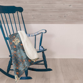 Cobertor Sherpa Azul Country Rust Rustic Farmhouse