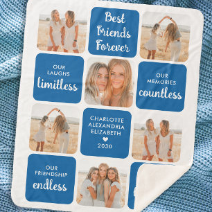 Cobertor Sherpa Azul de Colagem de Fotos Personalizada 6 para Melh
