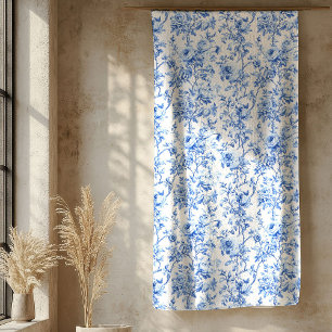 Cobertor Sherpa Azul Real Chic Toile Rosas Padrão Floral Macio