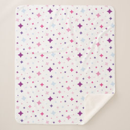 Cobertor Sherpa Azul Rosa Estrelas Roxas Espaço Cósmico.