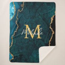 Azul Teal e Agato Marble Dourado