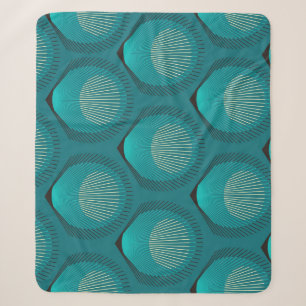 Cobertor Sherpa Azulejo Azul de Penas Peacock Estilizadas