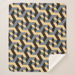 Cobertor Sherpa Azulejo Complexo Geométrico de Silver Ivory