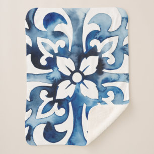 Cobertor Sherpa Azulejo de cobalto II