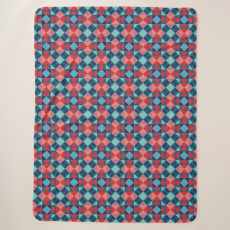 Cobertor Sherpa Azulejo Geométrico de Mosaico Retro