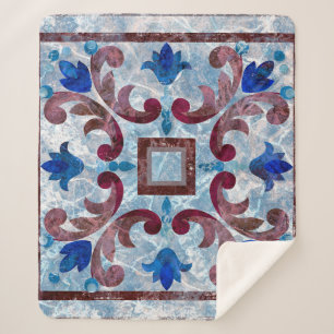 Cobertor Sherpa Azulejo italiano de Vintage com abstrato de padrão