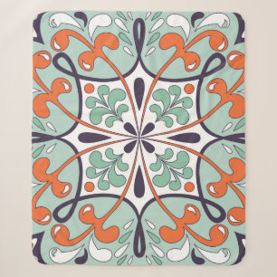 Cobertor Sherpa Azulejo Oriental marroquino Floral Design
