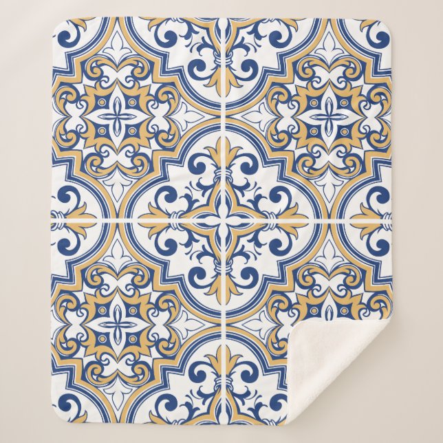 Cobertor Sherpa Azulejos em português 1 (Frente)