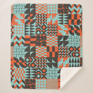 Cobertor Sherpa Azulejos geométricos mosaicos, padrão elegante sem