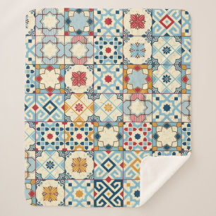 Cobertor Sherpa Azulejos marroquinos, um padrão perfeito e colorid