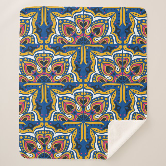Cobertor Sherpa Azulejos portugal padrão sem descontinuidade (Frente)