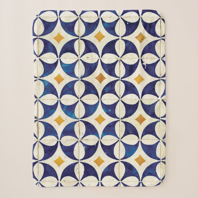 Cobertor Sherpa Azulejos Portugueses - Azulejo Pattern Design (Frente)