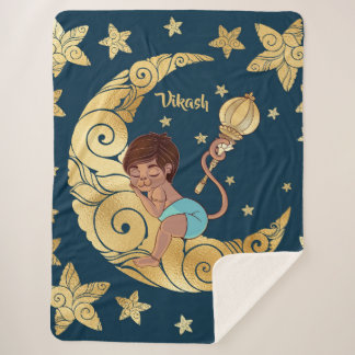 Cobertor Sherpa Baby Hanuman slapend op de maan tussen de sterren