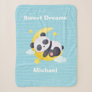 Cobertor Sherpa Baby Panda Bear Sweet Dreams Personalizado